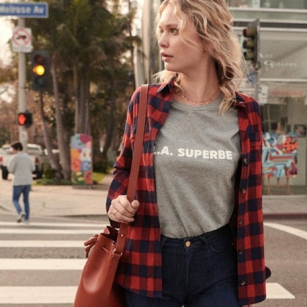 Sezane Boy Shirt Red and Blue Plaid